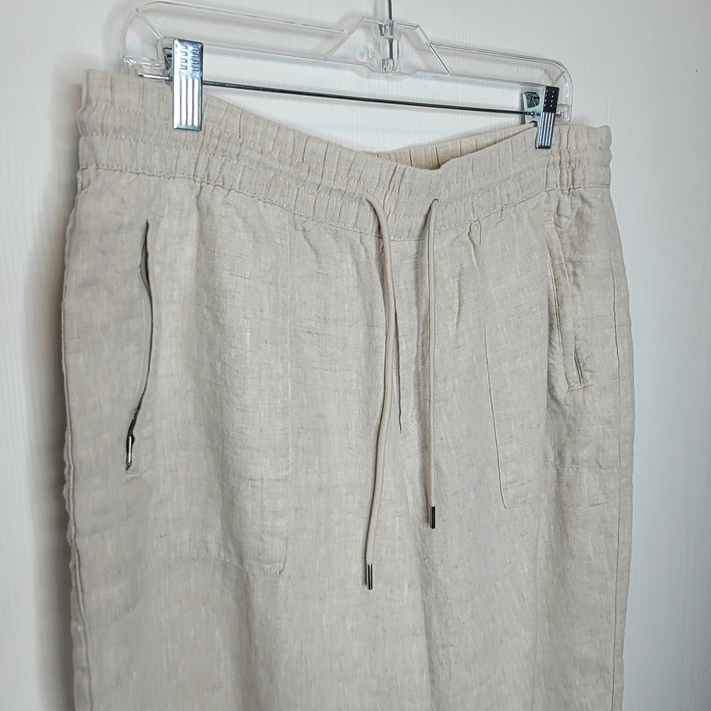Athleta Retreat Linen Jogger Pants LT Tall Natural Beige - Picture 3 of 6
